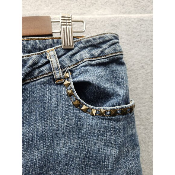 Liz & Co. Womens Stretch Denim Studded  cropped Jeans Size 16 - Picture 2 of 7